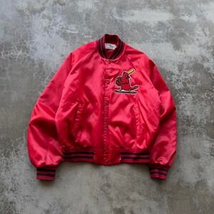 Vintage 80's St. Louis Cardinals chalk lined made in USA satin bomber jacket